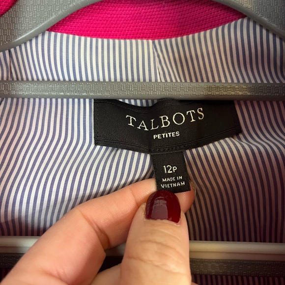 Talbots Hot Pink Cotton Blazer Jacket Petite 12P business casual career - Picture 4 of 6